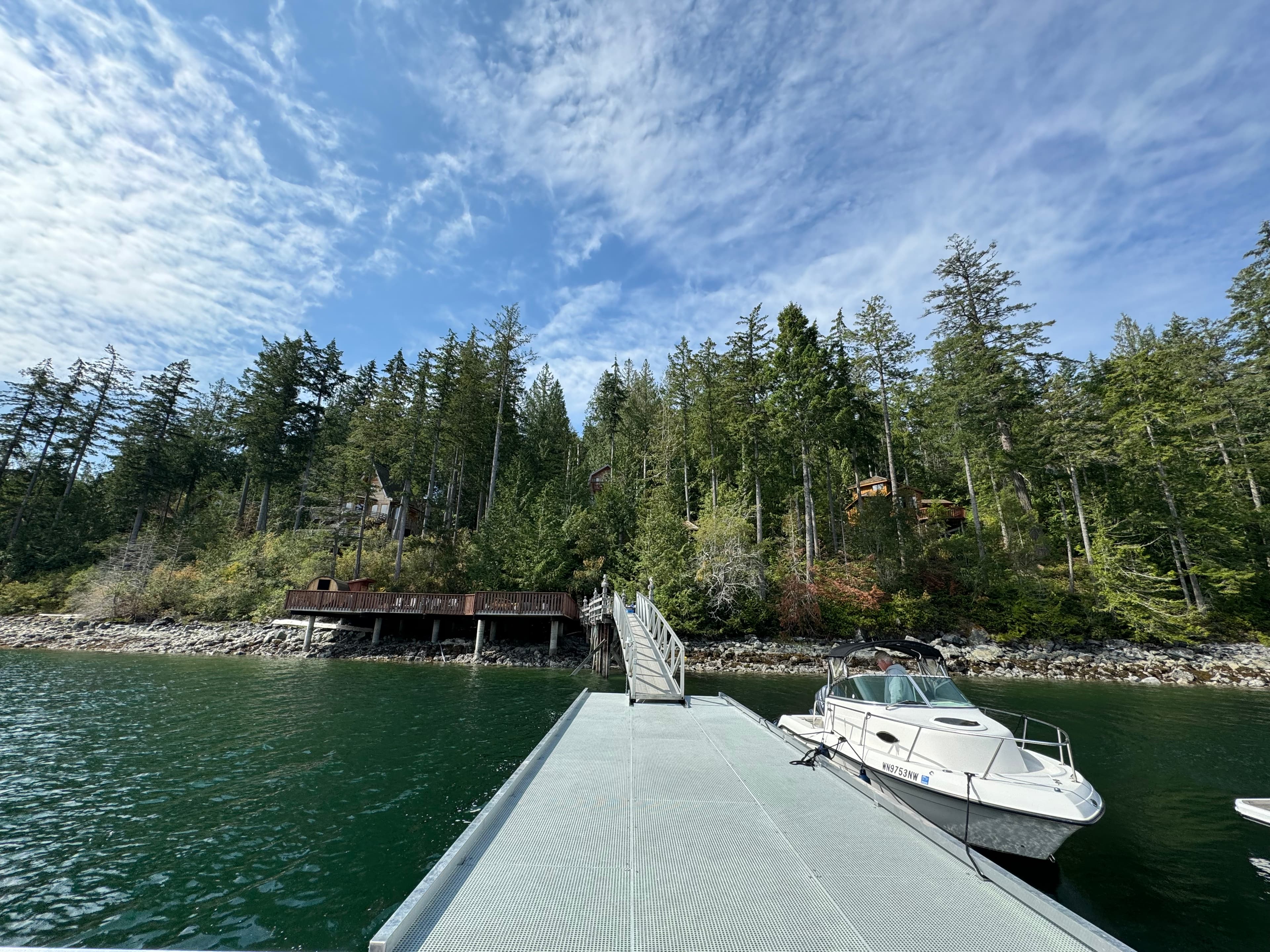 Private resort dock from above