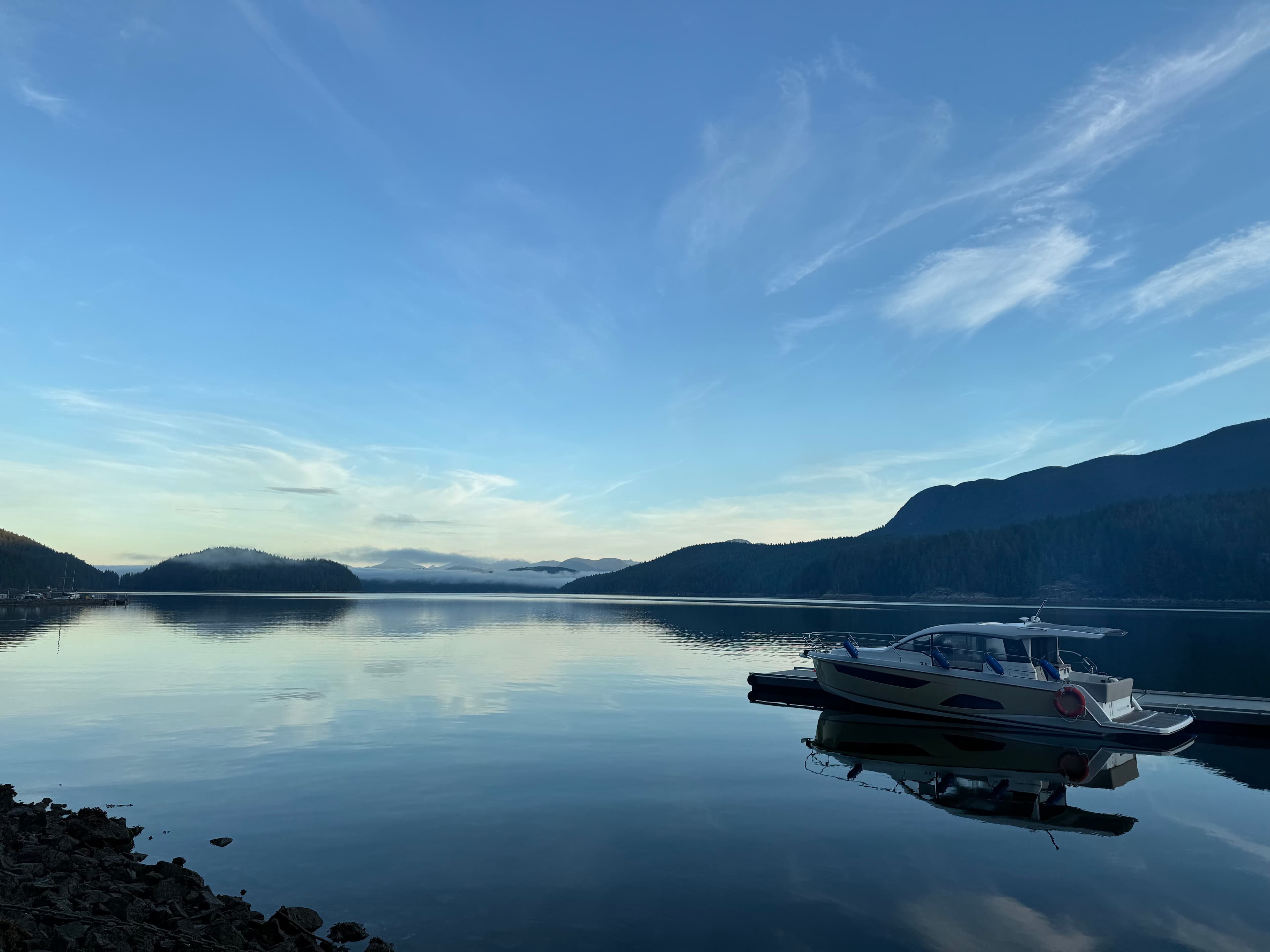 Boats moored in calm water